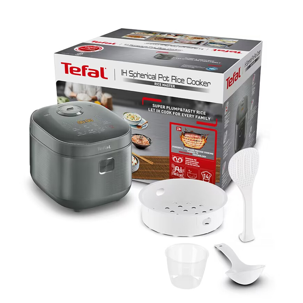 TEFAL หม้อหุงข้าวดิจิตอล รุ่น RK818A66 ความจุ 1.8 ลิตร กำลังไฟ 1200 วัตต์ หุงข้าวได้สูงสุด 10 ถ้วย เทคโนโลยี AI อัจฉริยะ ปรับเวลาและอุณหภูมิอัตโนมัติ