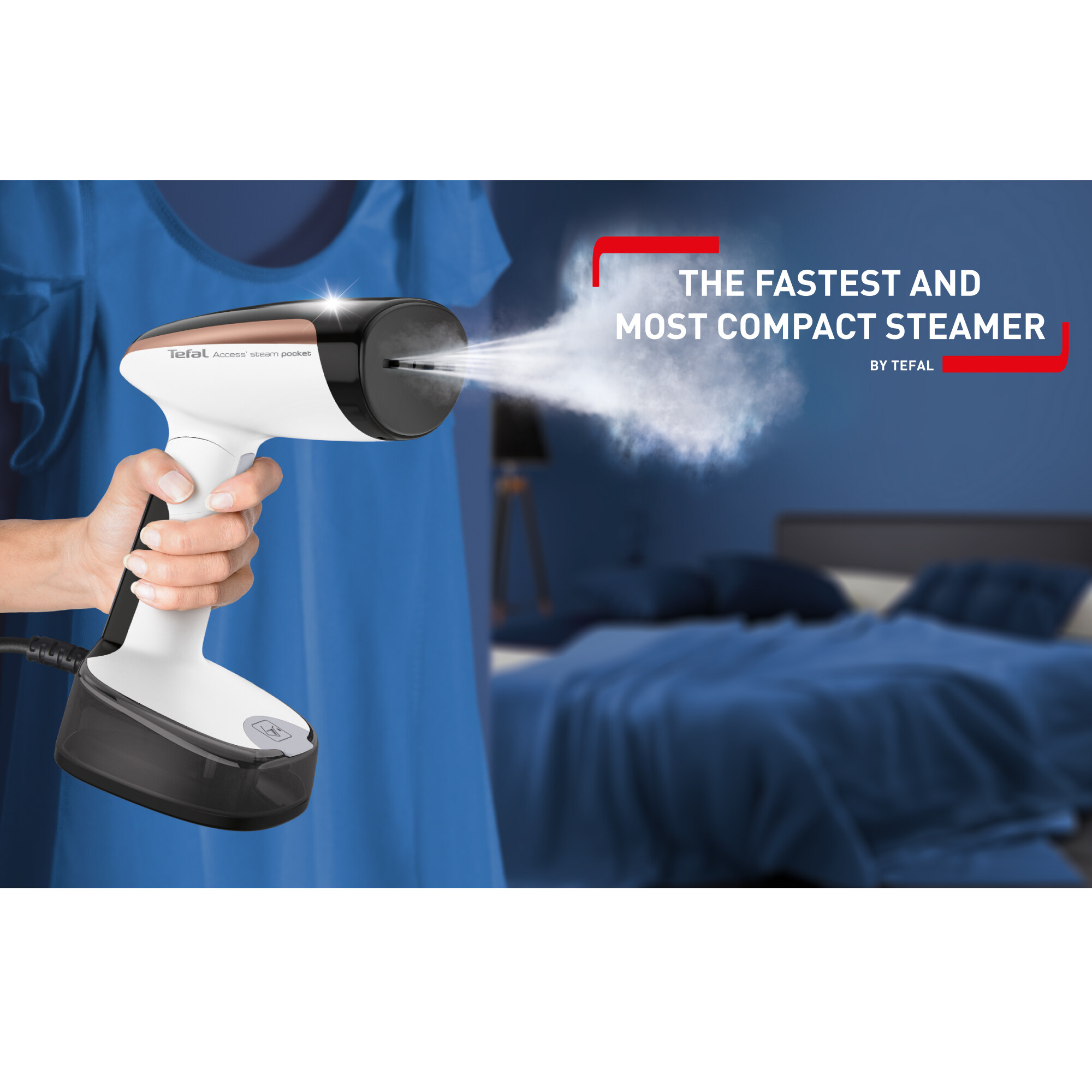 TEFAL เครื่องรีดถนอมผ้าไอแบบพกพา รุ่น DT3030E0 กำลังไฟ 1,300 วัตต์ ความจุ 0.12 ลิตร พกพาสะดวก ไม่กินพื้นที่ในกระเป๋าเดินทาง ประกัน 2 ปี ส่งฟรี